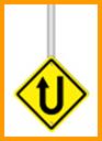 Yellow Warning Sign U-turn Roa...